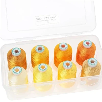 Image of New brothread 15 Options 8 Snap Spools of 1000m Each Polyester Machine Embroidery Thread with Clear Plastic Storage Box for &amp; Quilting Different Yellow