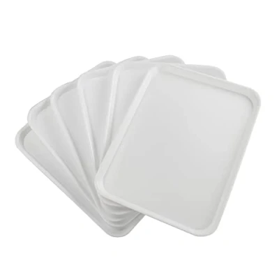 Image of Sosody Plastic Extra Large Fast Food Serving Trays, White, 6 Packs