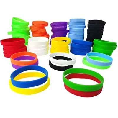 Image of LVNRIDS 100 PCS Rubber Bracelets Silicone Elastic Wristbands 10 Colors Bracelet for Youth Adult