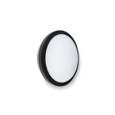 Image of LED Bulkhead IP65 Power Switchable 15W/25W CCT Microwave Sensor Black Collingwood