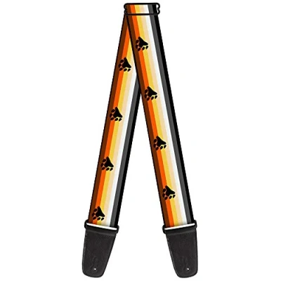Image of Buckle Down Guitar Strap Flag Bear Pride2 Black Brown Orange Yellow Tan White Gray 2 Inches Wide