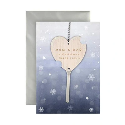 Image of Hallmark Christmas Card for Mum and Dad Traditional With Keepsake ttachment
