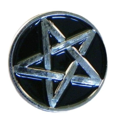 Image of Metal Enamel Pin Badge Pentagram (Chrome &amp; Black) Pentangle