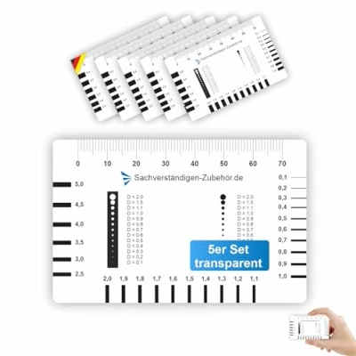 Image of Sachverständigen Zubehör® Crack Width Ruler Feeler Gauges [Crack Monitor] 5 pcs Classic Set Monitoring Metric Crime Scene Forensic Tell Tale Measuring