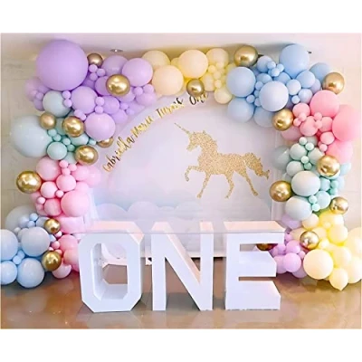Image of Pastel Rainbow Balloon Arch Kit 171 Pack Latex Macaron Colors 5,10,12,18 Inch Birthday Baby Shower Wedding Unicorn Party Decorations
