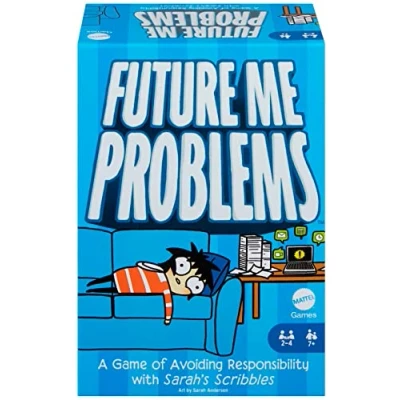 Image of Mattel Games Sarah&#039;s Scribbles Future Me Problems Card Game, Funny Family Game for Night All About Avoiding Responsibility