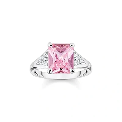 Image of Thomas Sabo Women Ring Pink Stone Silver 925 Sterling TR2362 051 9