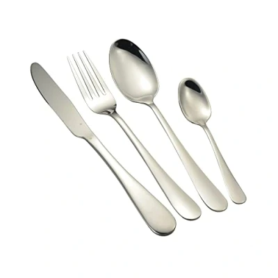 Image of 1Above 16 Pieces Cutlery Set for 4 People, Stainless Steel Flatware with Spoon, Knives and Fork. Dishwasher Safe, Easy Clean, Mirror Polished (Silver)
