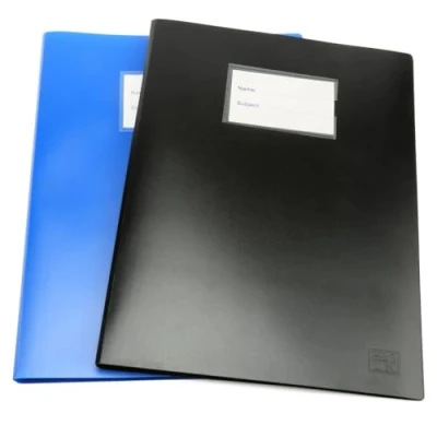 Image of H&amp;S Display Book Folder A4 100 Pockets Presentation Project Folders Soft Cover Blue Black Pocket with Plastic Sleeves