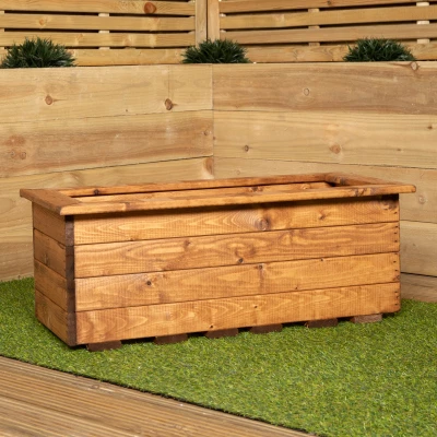 Image of Hand Made 82cm x 40cm Rustic Wooden Medium Garden Trough / Flower Bed Planter