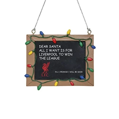 Image of FOCO Premier League Football Liverpool Fan Resin Chalkboard Hanging Christmas Tree Ornament Decoration