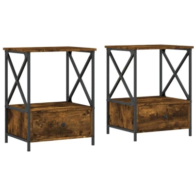 Image of vidaXL Bedside Tables 2 pcs Smoked Oak 50x41x65 cm Engineered Wood
