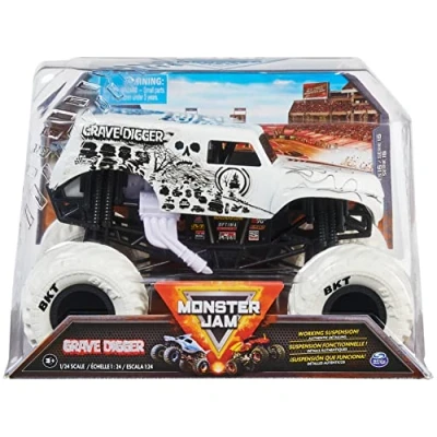 Image of Monster Jam, Official Grave Digger Truck, Collector Die Cast Vehicle, 1:24 Scale,White
