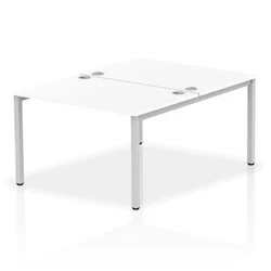 Image of Impulse Bench B2B 2 Person 1200 Silver Frame Office Desk White