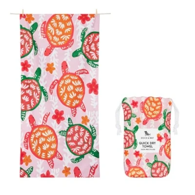 Image of Dock &amp; Bay Beach Towel Quick Dry, Sand Free Compact, Lightweight 100% Recycled Includes Bag Turtley Tropical, Medium (130x70cm, 51x27)
