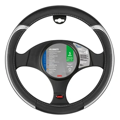 Image of Lampa 32978 Celebrity Steering Wheel Cover, Black/Silver, 35 37 cm