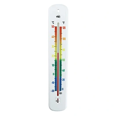 Image of Wall Thermometer 215mm Colour Coded Room Made in UK for Home Office, Garden or Greenhouse Indoor and Outdoor Temperature Mounted Multi Scale