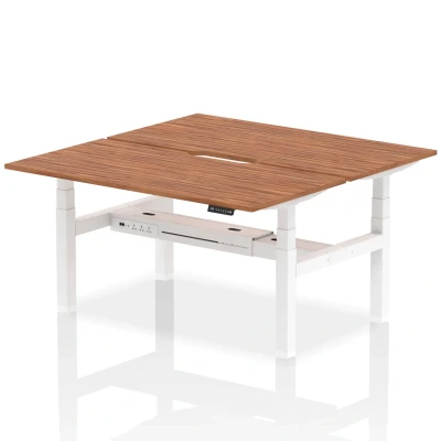 Image of Air B2B 1600x800 Adjustable 2P Bench Desk Scalloped Walnut/White