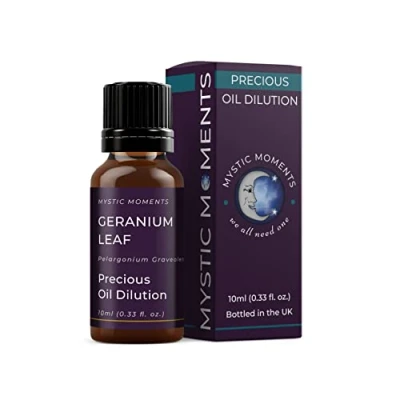 Image of Mystic Moments Geranium Leaf Absolute Precious Oil Dilution 10ml 3% Jojoba Blend Perfect for Massage, Skincare, Beauty and Aromatherapy