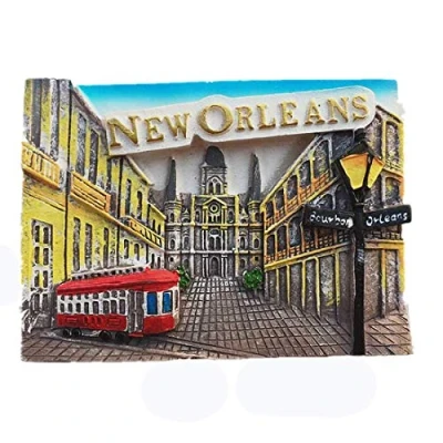Image of New Orleans Louisiana USA Fridge Magnet Tourist Souvenir Gift Collection, Home Kitchen Decoration Magnetic Sticker America Refrigerator