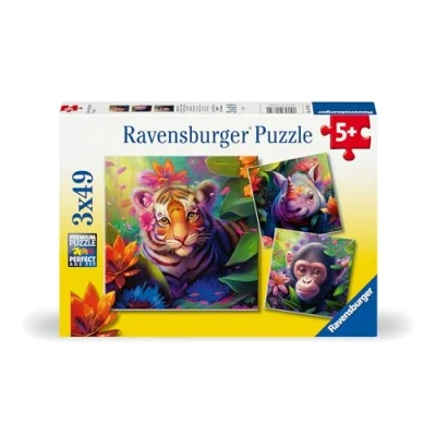Image of Ravensburger Jungle Babies Jigsaw Puzzles for Kids Age 5 Years Up 3x 49 Pieces