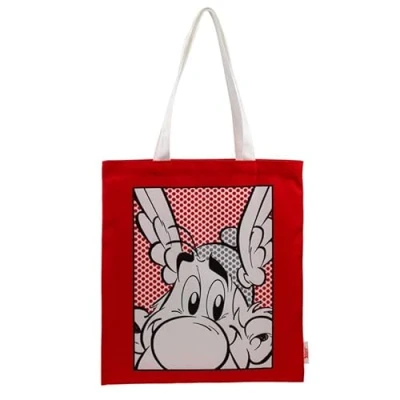 Image of Puckator Asterix Zip Up Reusable Tote Shopping Bag Canvas Cotton Bags Eco Gifts for Women and Men Cloth Fabric Foldable Handbag