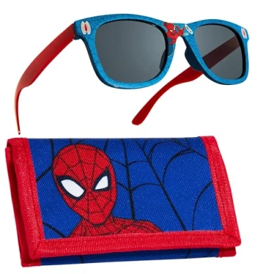 Image of Marvel Boys UV Protection Sunglasses and Trifold Wallet Set Gifts (Red/Blue Spiderman)