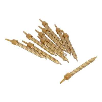 Image of Henbrandt Pack of 10 Gold Party Candles with Candle Holders, Spiral Celebration for Birthday Cakes Wedding Baby Showers and Anniversary Decorations