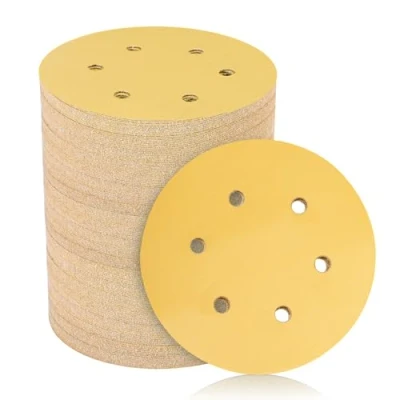 Image of 150mm Sanding Discs 6 Hole Hook and Loop Pads,Each x Grain 60/80/100/120/180/240/320/400/600/800 Total 60 Pieces Mix Set for Random Orbital Sander STEBRUAM
