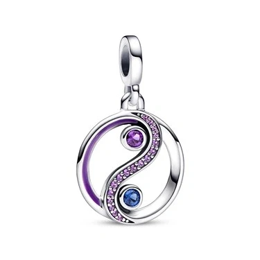 Image of Pandora ME Sterling Silver Yin &amp; Yang Medallion Charm In Purple And Blue, No Box