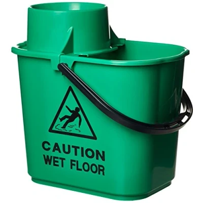 Image of 2Work Plastic Mop Bucket with Wringer 15 Litre Green 102946GN