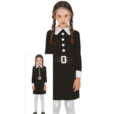 Image of FIESTAS GUIRCA Gothic Family School Girl Fancy Dress Black Halloween Girls Costumes 7 9 years