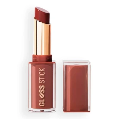 Image of Revolution Pout Lip Gloss, Pigmented High Shine Formula with Hyaluronic Acid &amp; Vitamin E, Vegan Cruelty Free, 3g, Toffee Nude