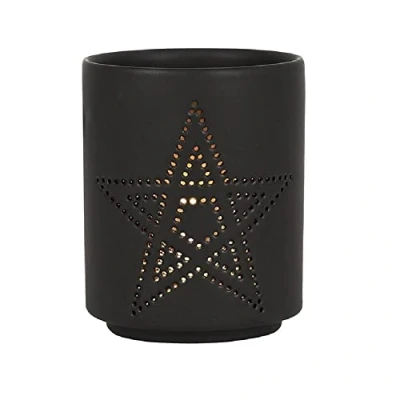 Image of Elegant Small Black Pentagram Cutout Design Tealight Holder 7cm x 6cm (1 Pc.) Unique Design, Durable Material Great Home &amp; Office Decor