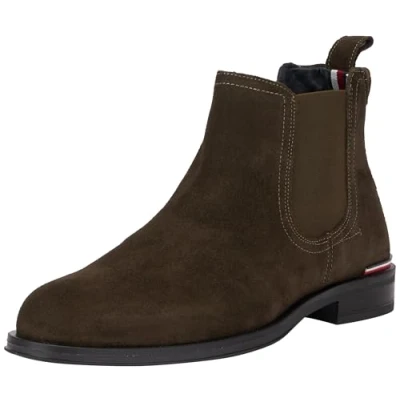 Image of Tommy HILFIGER Men CORE RWB SUEDE CHELSEA (FM0FM04757) Ankle Boots, Green (Black), 10