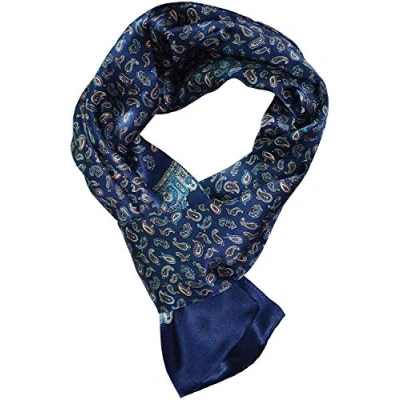 Image of Men 100% Pure Silk Scarf Paisley Flower Vintage Pattern Double Layer Gentlemen