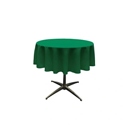 Image of LA Linen Poplin Round Tablecloth, Polyester, Emerald Green, 51 Inch