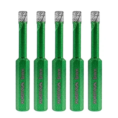 Image of Dry Diamond Drill Bit Set Tipped Hole Saw for Porcelain Tile Ceramic Marble Granite Stone,Diamond Core Kit Hex Shank Fixed on Drills,No.K1(5pcs 6mm)