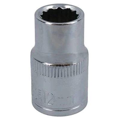 Image of 12mm 1/2in Drive Shallow Metric MM Socket 12 Sided Bi Hex Knurled Ring
