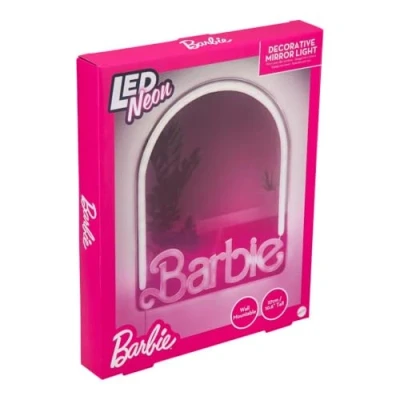 Image of Paladone Barbie LED Neon Light Up Wall Mirror, Officially Licensed Mattel Home &amp; Bedroom Décor for Girls, Teenagers, Women, Pink USB Powered Lamp