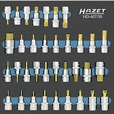 Image of HAZET 163 407/35 Internal Serration Profile XZN Ribe CV Spline Screwdriver Socket Set CVD Tin Coated