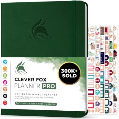 Image of Clever Fox Planner PRO Weekly &amp; Monthly Life to Increase Productivity, Time Management and Hit Your Goals, 21.5x28cm (Forest Green)