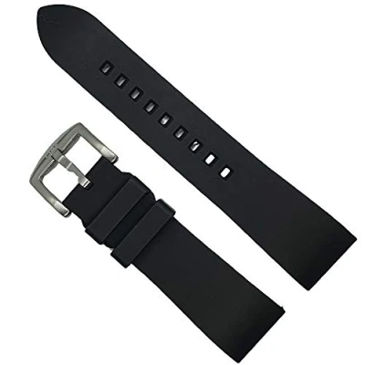 Image of Max Fluoroelastomer (FKM Rubber) Quick Release Watch Strap &amp; Smartwatch Band 20mm, 22mm, 24mm Red, Navy Blue, Orange, Brown, Black, Green Fluoro rubber (18mm, Black)