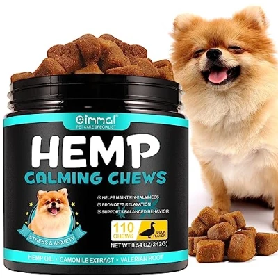 Image of HRAMEX Calming Chews for Dogs (Duck Flavor 110 Chews),Helps Dog Anxiety &amp; Stress Relief,Quiet Moments Treats,Dogs Relief, All Breeds Sizes 8.54 oz(242G)
