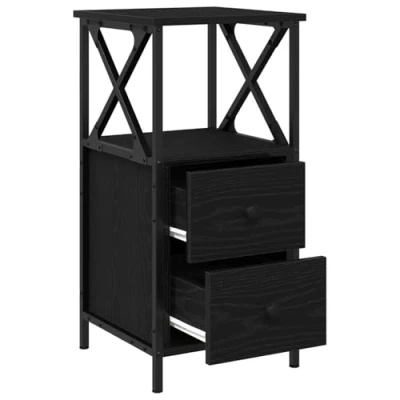 Image of vidaXL Nightstands 2 Pack Black Oak 34x35.5x70 cm Made of Engineered Wood