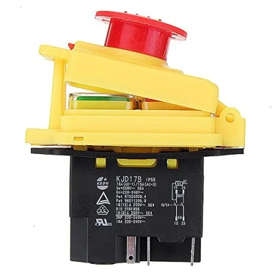 Image of KEDU Waterproof Electromagnetic Pushbutton Switches KJD17B 220V 2HP 5Pins Safety Push Button Switch with Emergency Stop Cover