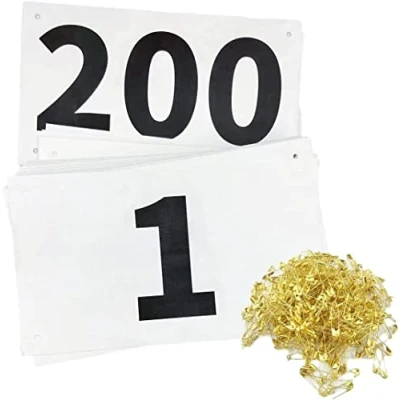 Image of Kyzistn Running Race Bibs Large Numbers with Safety Pins for Marathon Events Tyvek Tearproof Waterproof (7X4Inch 2 100 Numbers)