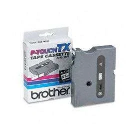 Image of Brother TX315 White on Black 6mm x 15m Gloss Tape
