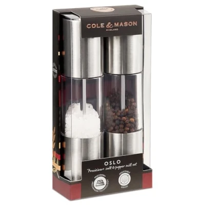 Image of Oslo Salt &amp; Pepper Mill Set 185mm / Brushed Metal