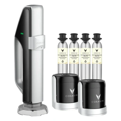Image of Coravin Sparkling Wine Preservation System Preserve For 4 Weeks Saver With Pure CO2 Gas Capsules Champagne and Other Wines